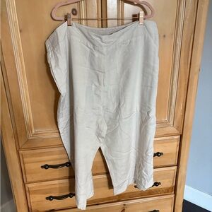 Orientique Khaki Linen Blend Wide Leg Pants Women’s 2X / 22 Resort Beach Pants